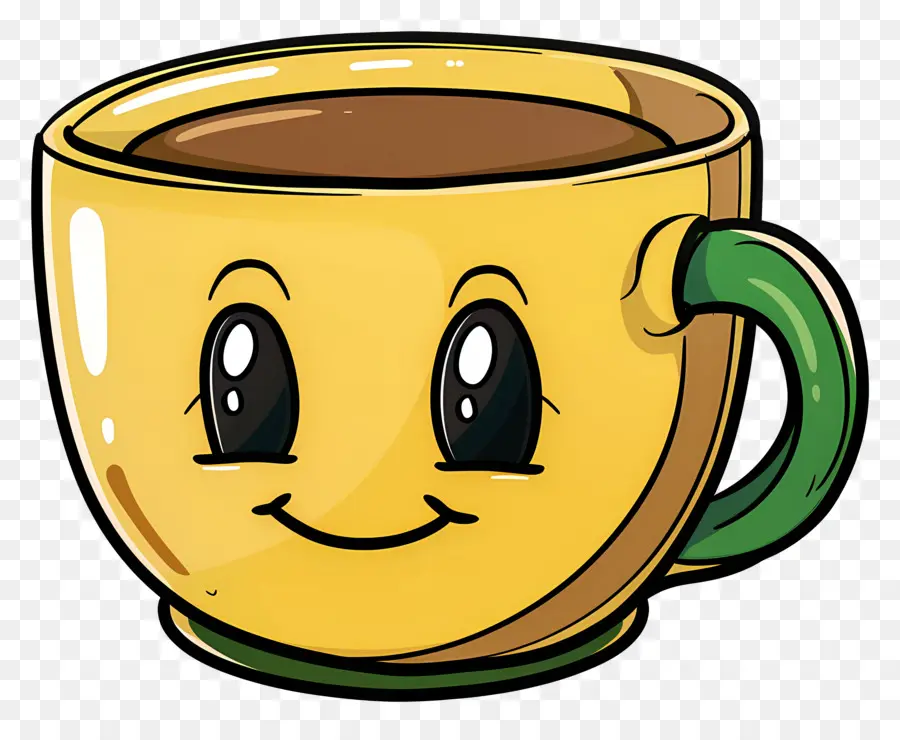 Jaune Mug，Illustration De Dessin Animé PNG