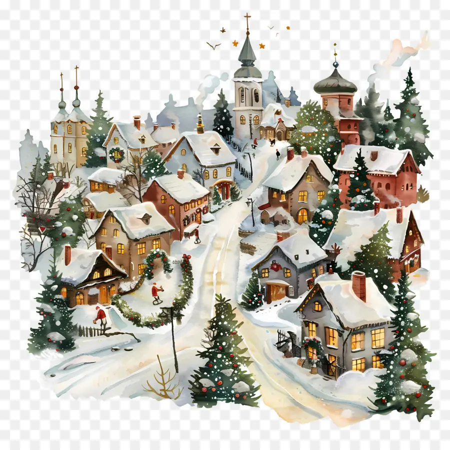 Ville De Noël，Village Enneigé PNG