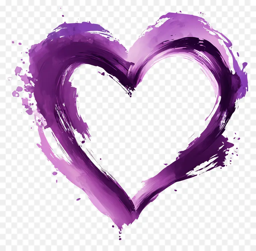 Coeur Violet，Aquarelle PNG