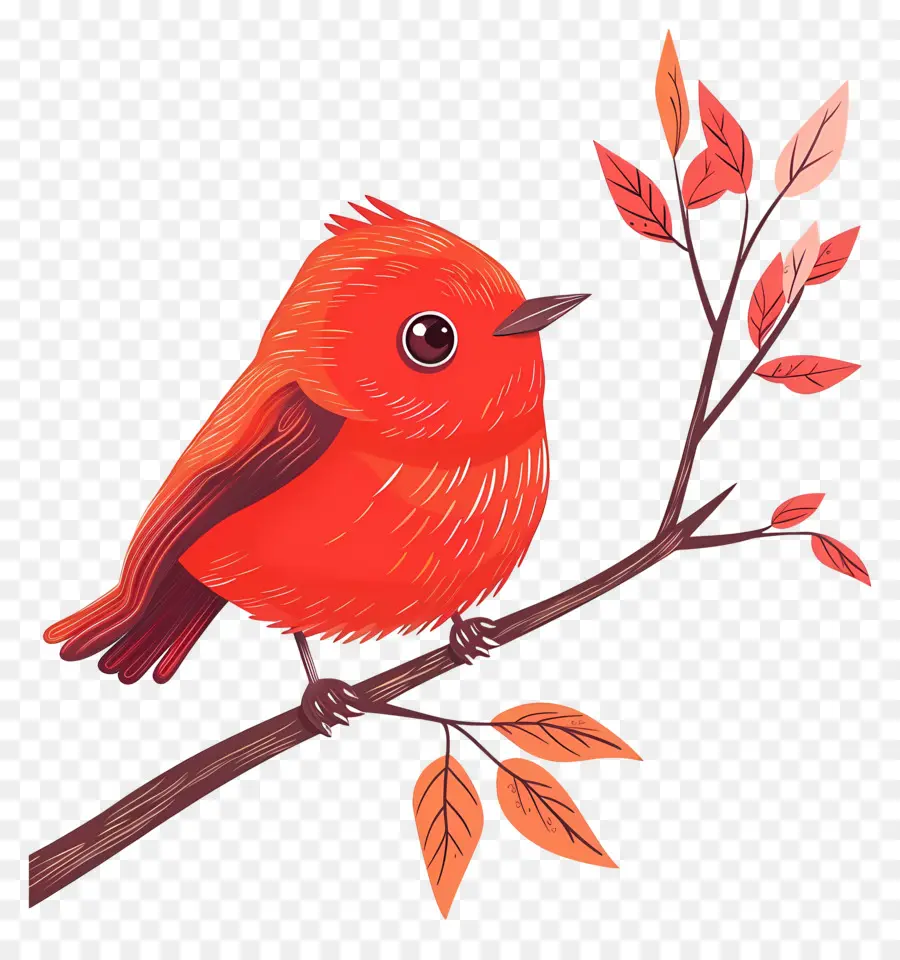 Oiseau Rouge，Les Feuilles De L'automne PNG