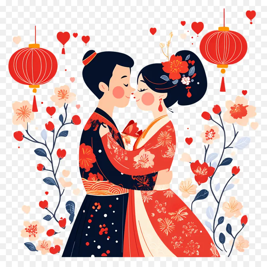 Saint Valentin Chinois，Couple PNG