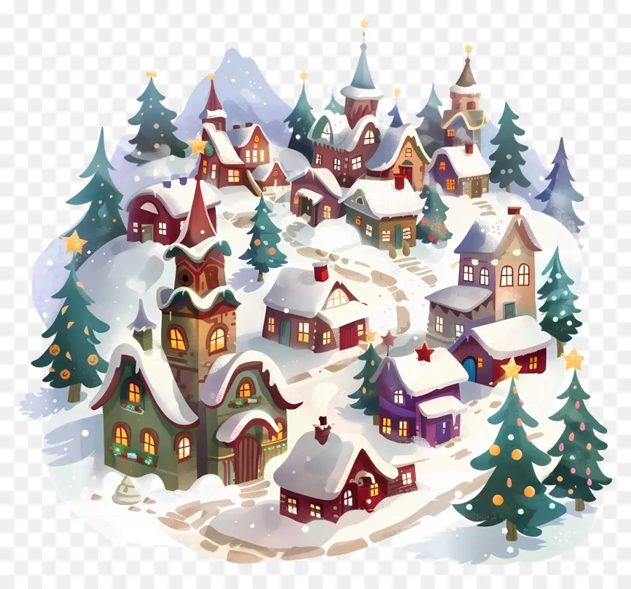 Ville De Noël，Village D'hiver PNG