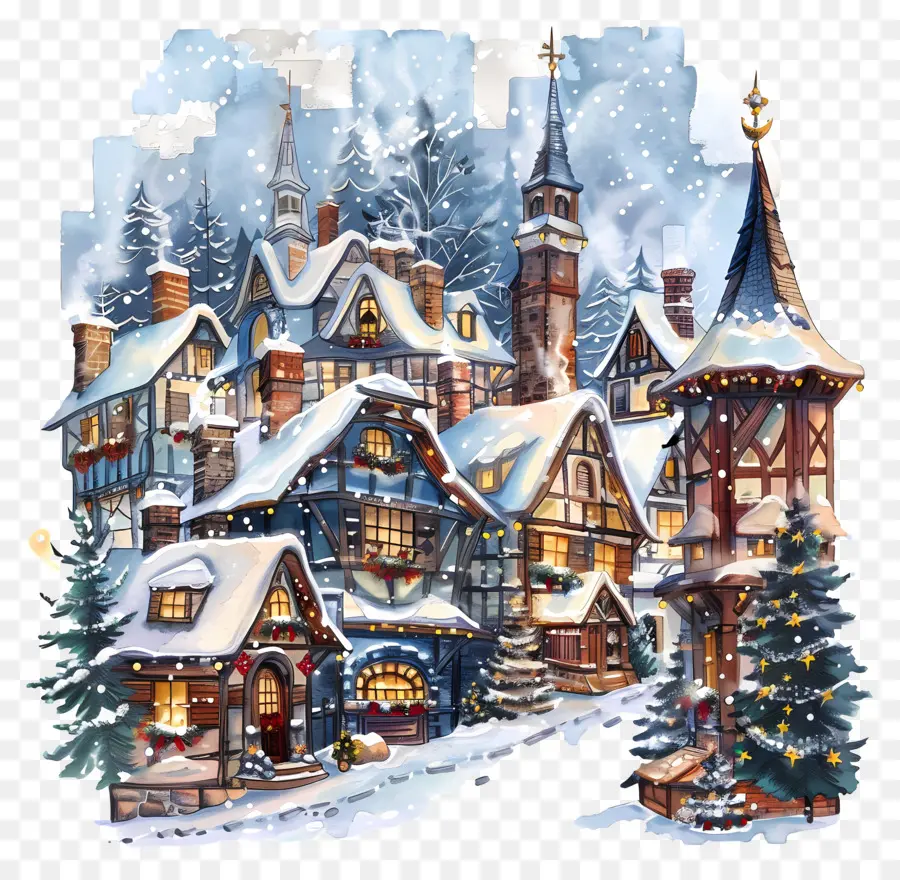 Ville De Noël，Village Enneigé PNG