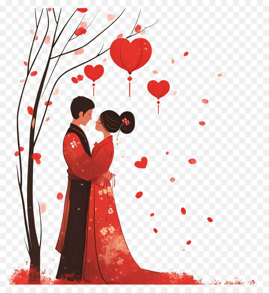 Saint Valentin Chinois，Couple PNG