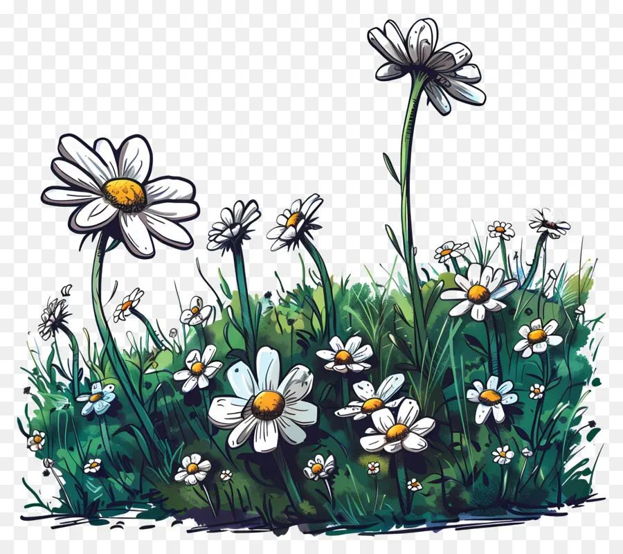 Champ De Marguerites，Marguerites PNG