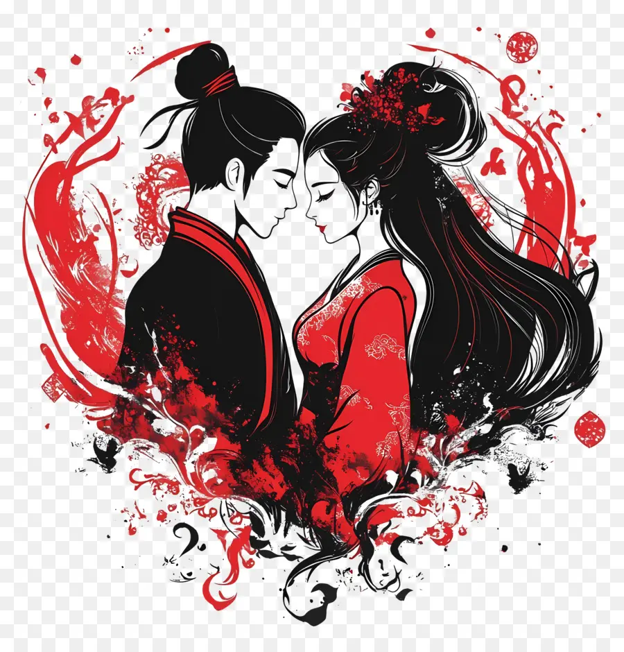 Saint Valentin Chinois，Couple PNG