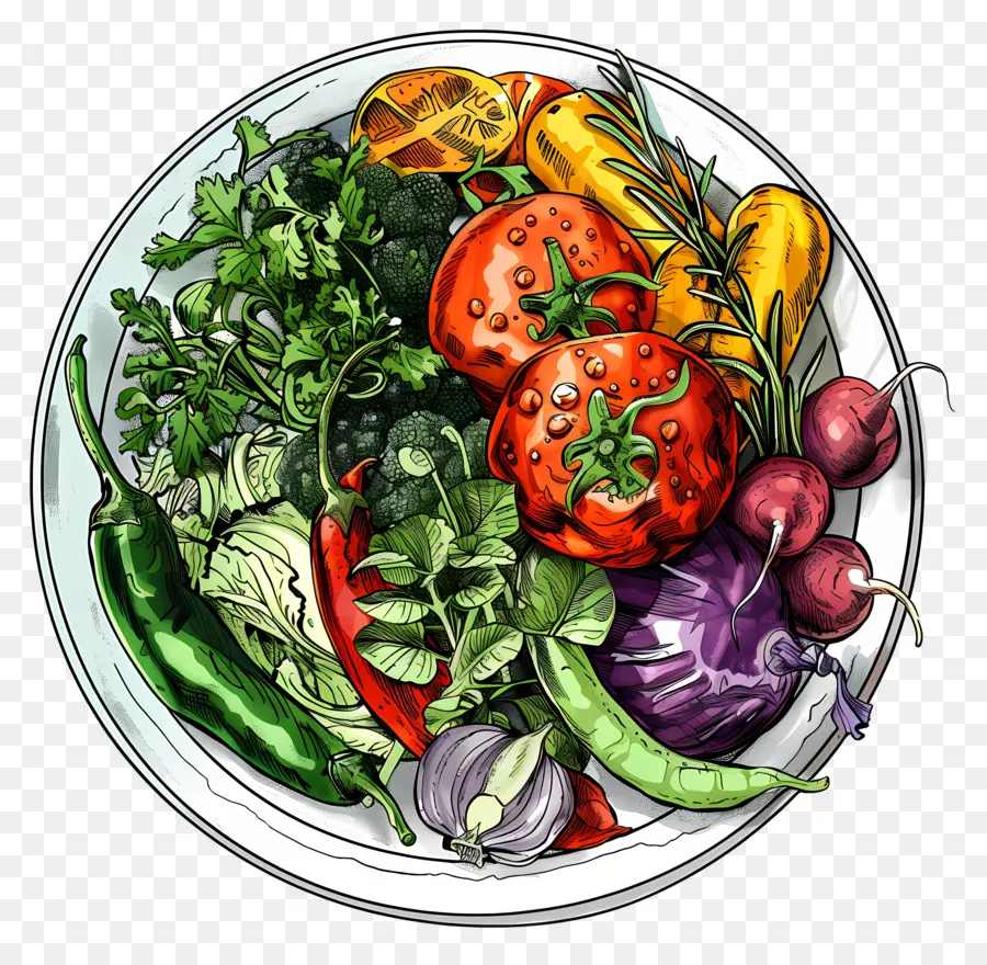 Assiette De Légumes，Salade PNG