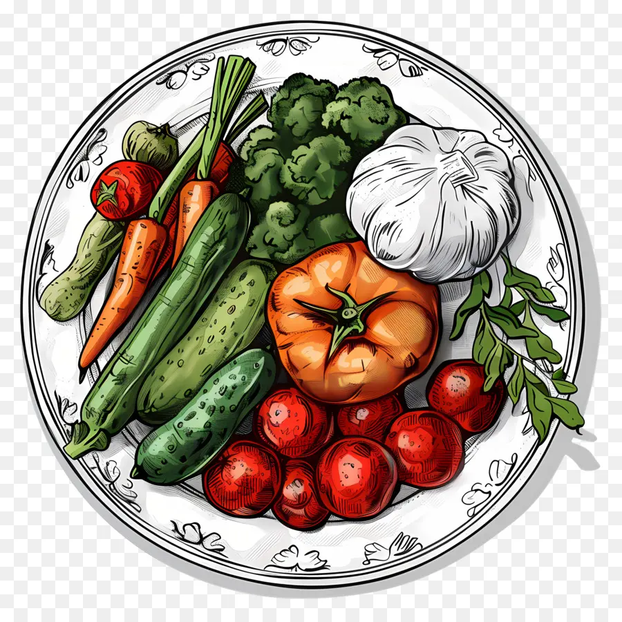 Assiette De Légumes，Tomate PNG