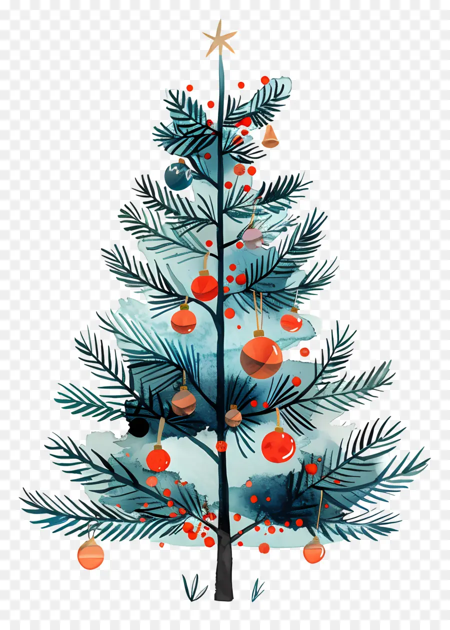 Arbre De Noël，Illustration Aquarelle PNG