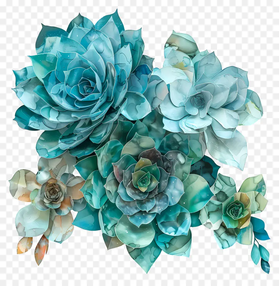 Succulentes Echeveria，Fleurs En Papier PNG