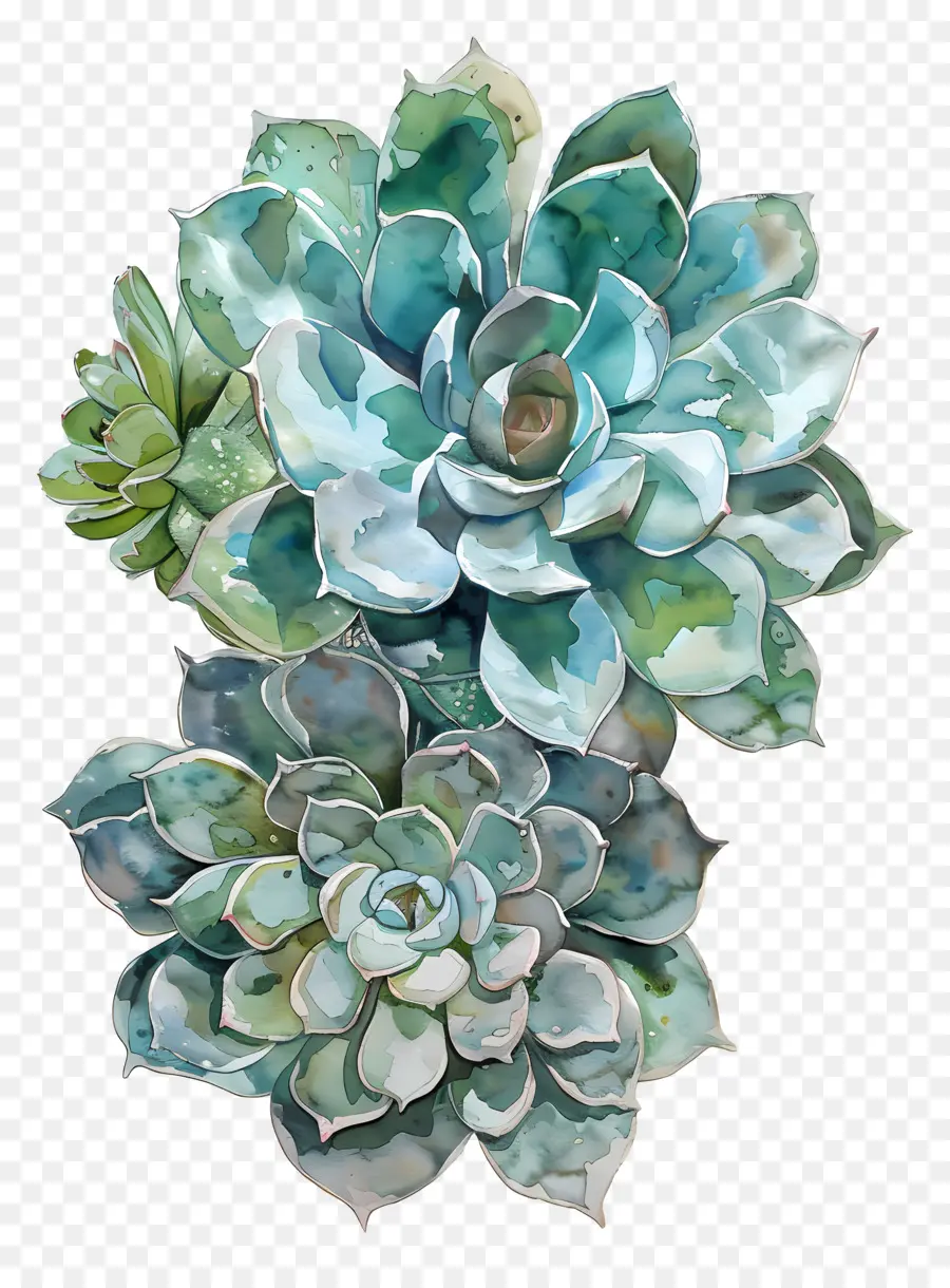 Succulentes Echeveria，Plantes Succulentes Bleues PNG