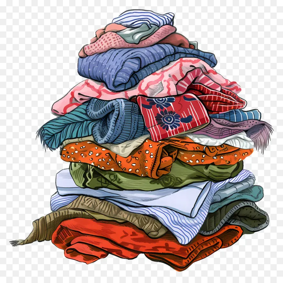 Pile De Vêtements，Tissu PNG