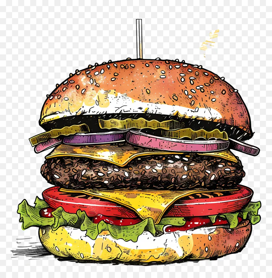 Hamburger，Burger De Croquis PNG