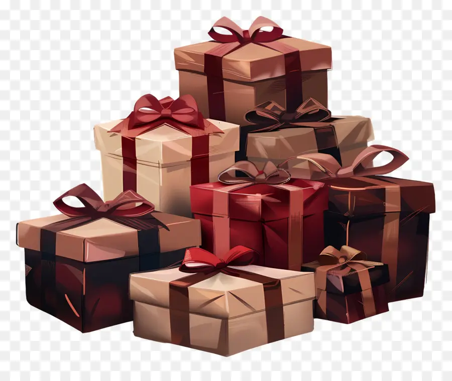 Pile De Cadeaux，Coffrets Cadeaux PNG