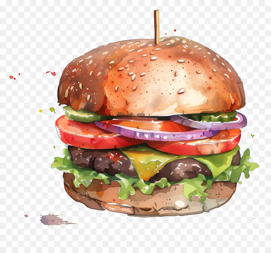 Burger，Peinture à L'aquarelle PNG