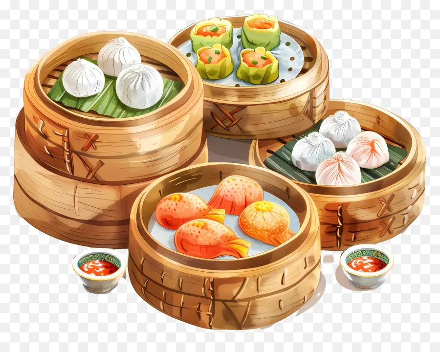 Dim Sum，Cuiseur Vapeur En Bambou PNG