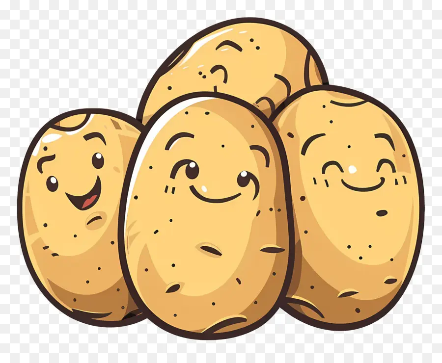 Pommes De Terre De Dessin Animé，Pommes De Terre Souriantes PNG