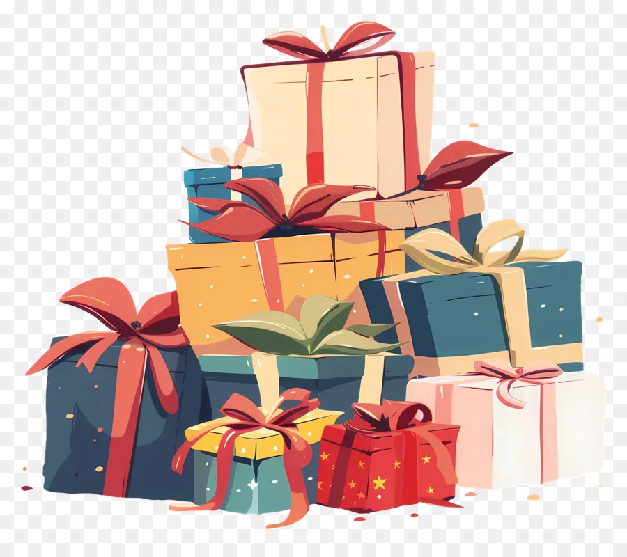 Pile De Cadeaux，Pile De Coffrets Cadeaux PNG