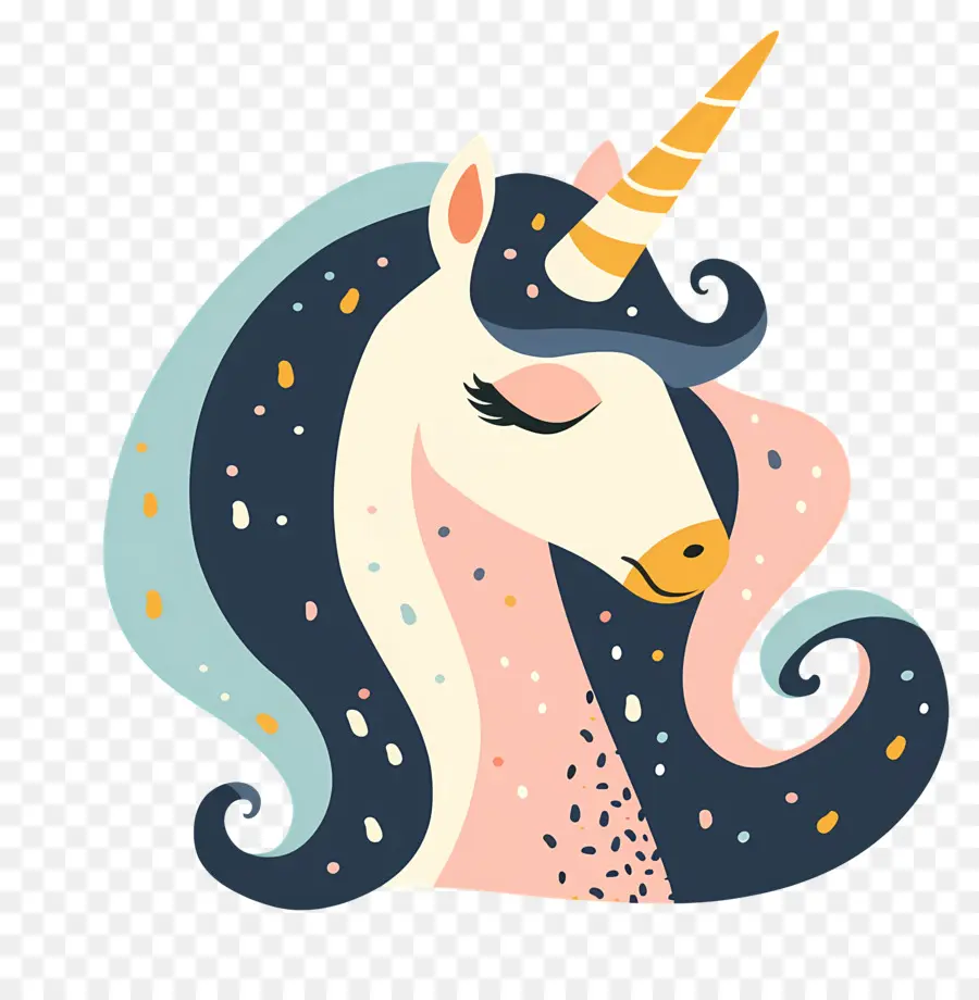 Licorne，Les Cheveux Bleu PNG