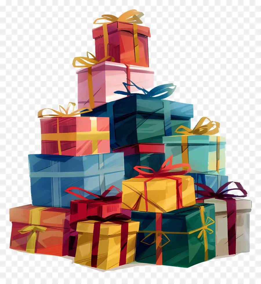 Pile De Cadeaux，Pile De Coffrets Cadeaux PNG