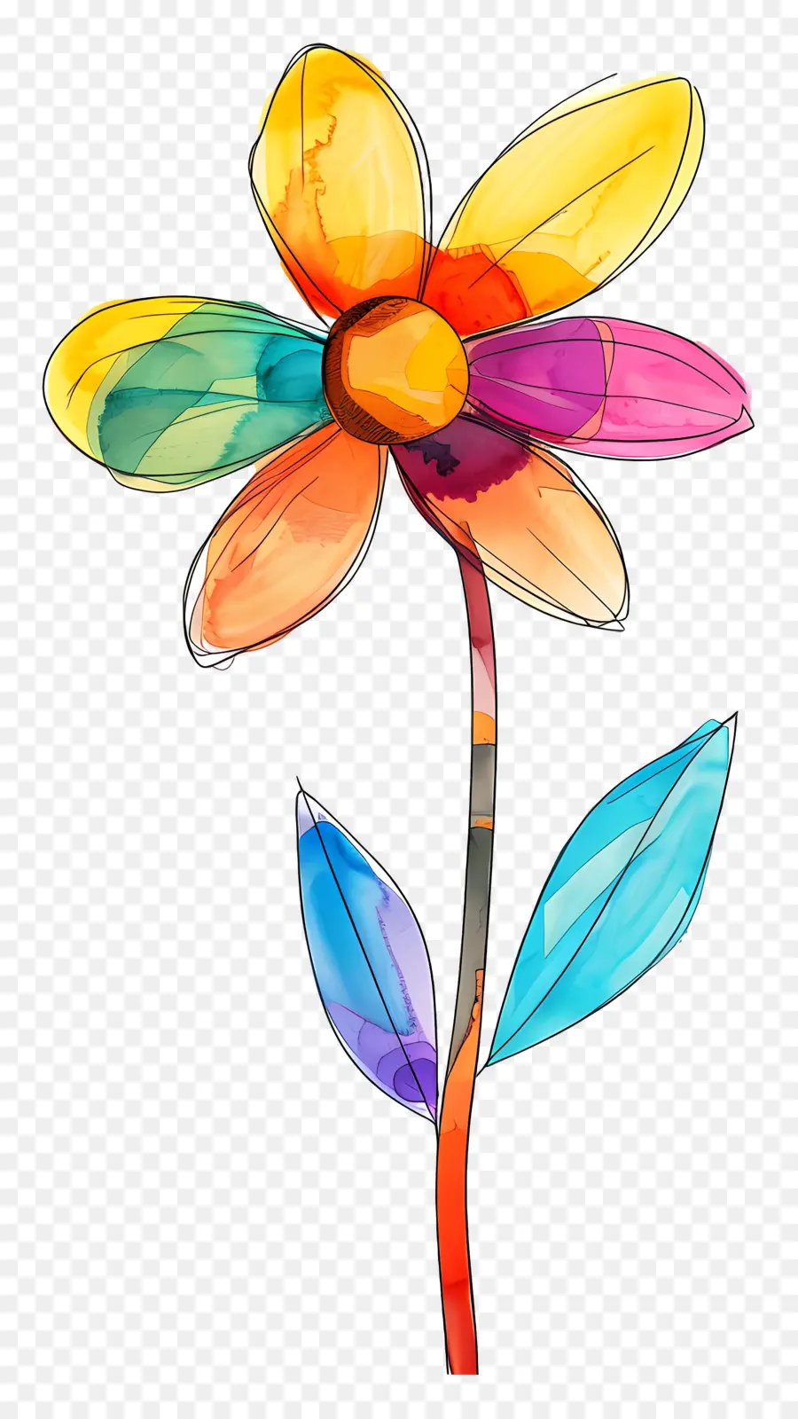 Fleur De Tige，Aquarelle Fleurs PNG