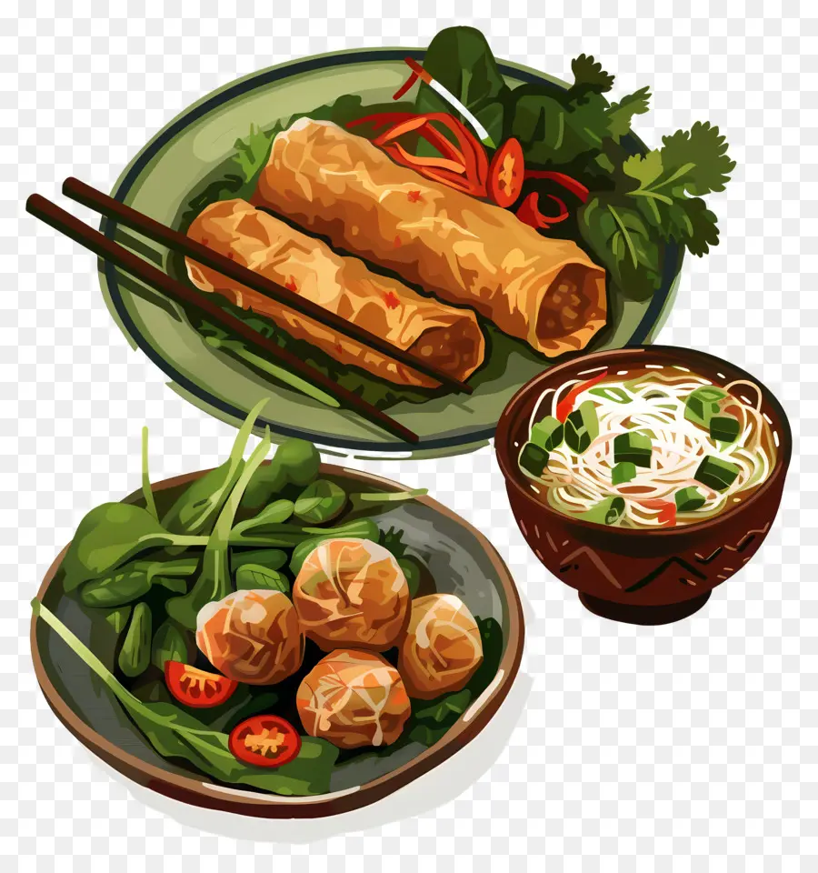 Cuisine Vietnamienne，Rouleaux De Printemps PNG