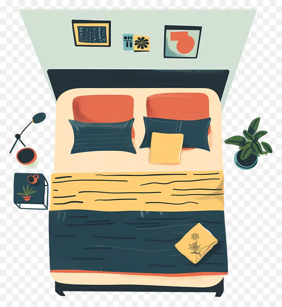 Vue De Dessus De Lit，Décor De Chambre à Coucher PNG