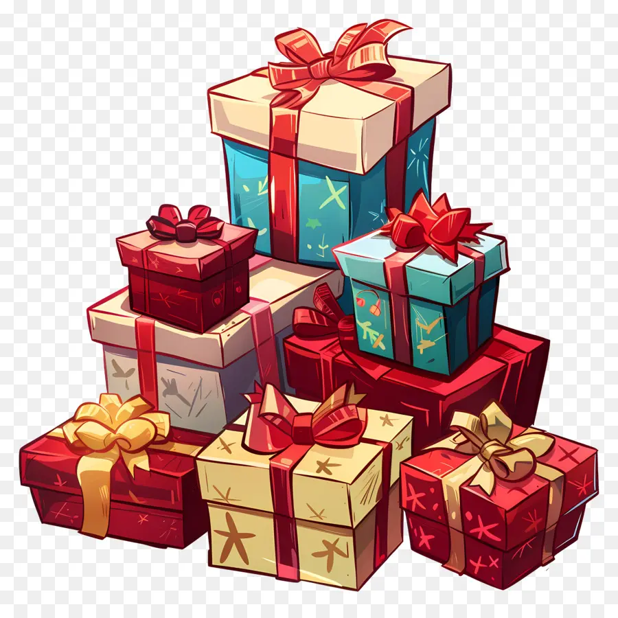 Pile De Cadeaux，Pile De Coffrets Cadeaux PNG