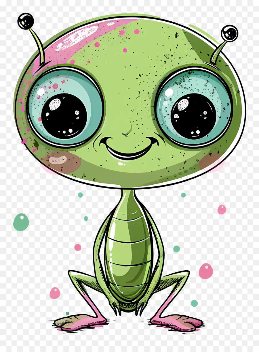 Alien De Dessin Animé，De Grands Yeux PNG