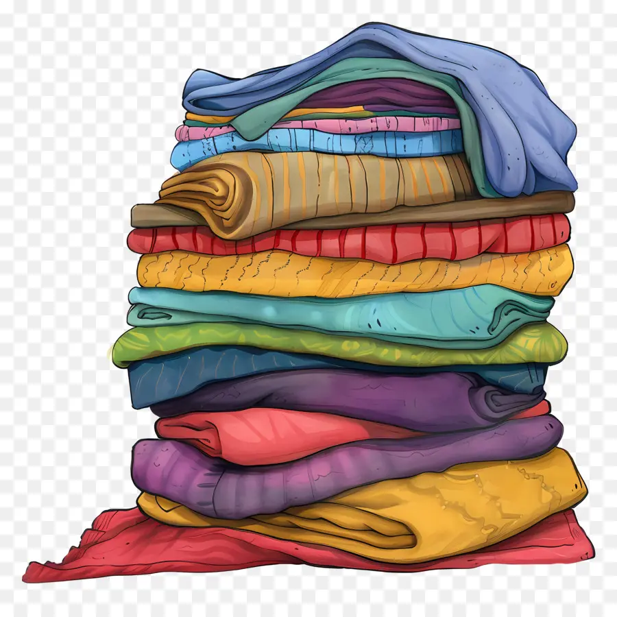 Pile De Vêtements，Vêtements Colorés PNG