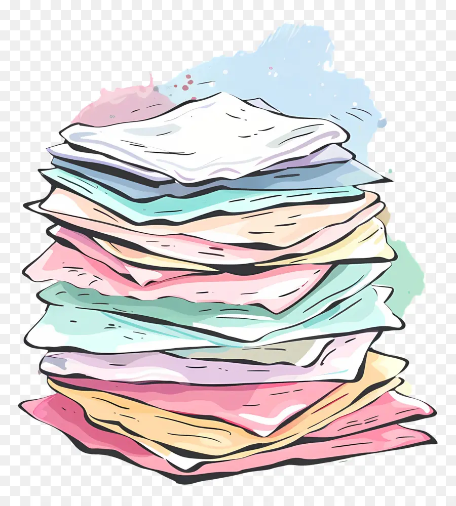 Pile De Papier，Coloré PNG