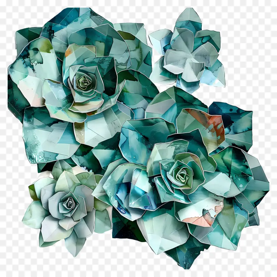 Succulents D'echeveria，Fleurs Bleues PNG