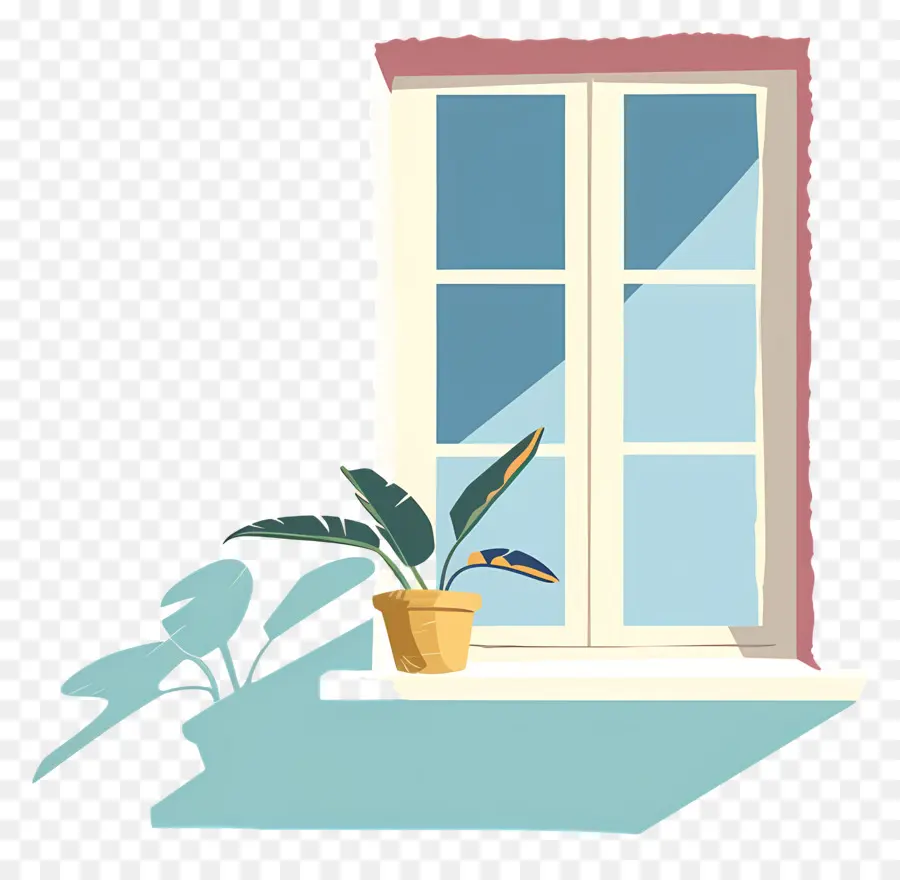 Fenêtre，Plante En Pot PNG