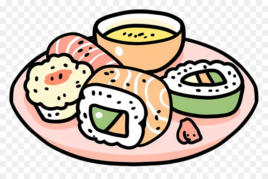 Cuisine Japonaise，Assiette De Sushis PNG