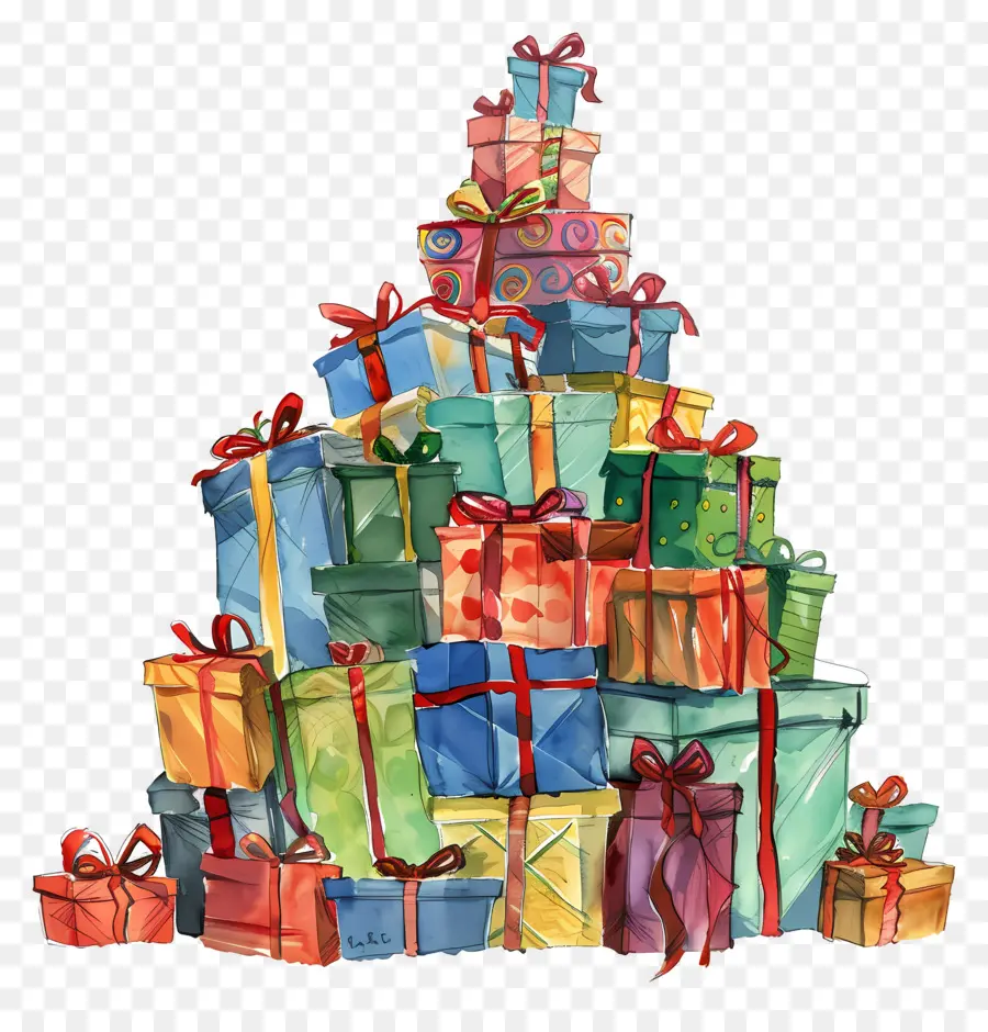 Pile De Cadeaux，Pile De Coffrets Cadeaux PNG