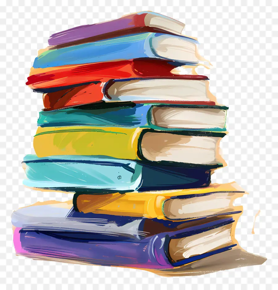 Pile De Livres，Coloré PNG