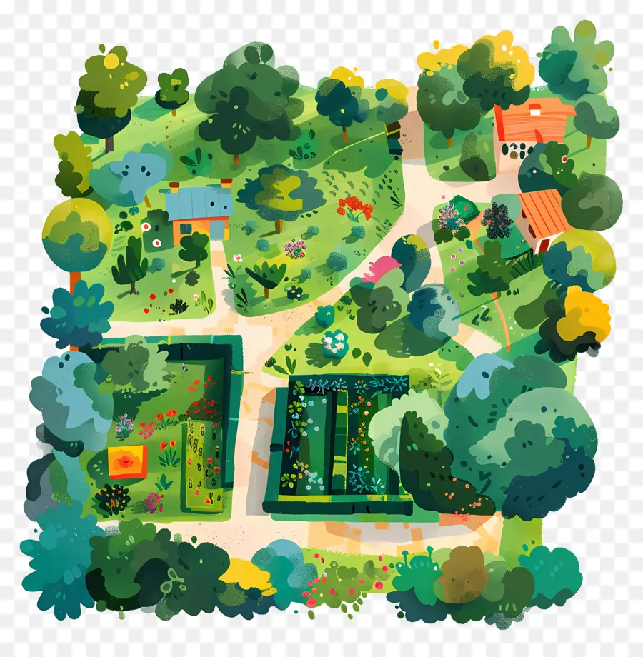 Jardin Vue De Dessus，Jardin PNG