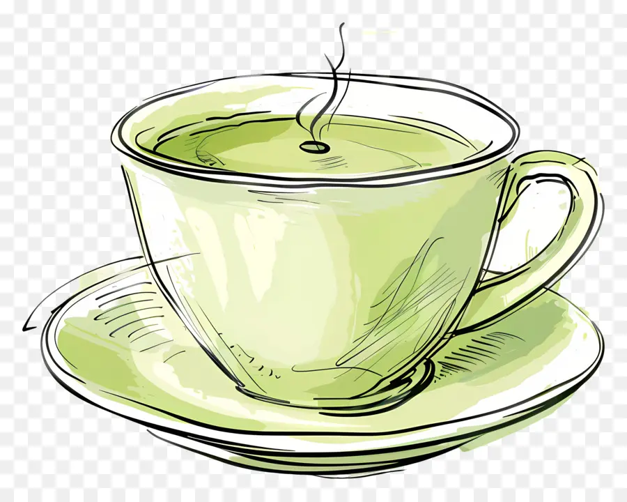 Thé Vert，Tasse De Thé Vert PNG