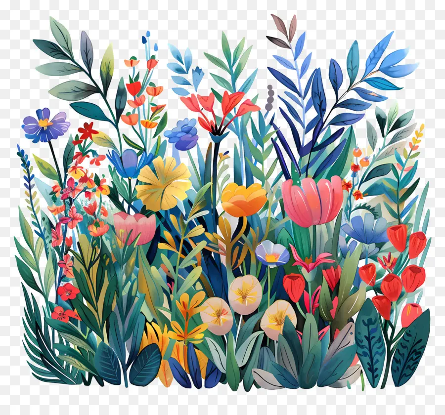 Jardin Vue De Dessus，Fleurs Sauvages PNG