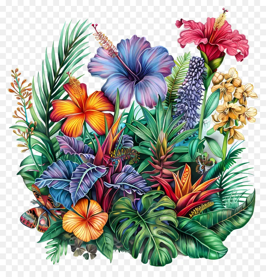 Fleur Dans La Jungle，Fleurs D'hibiscus PNG