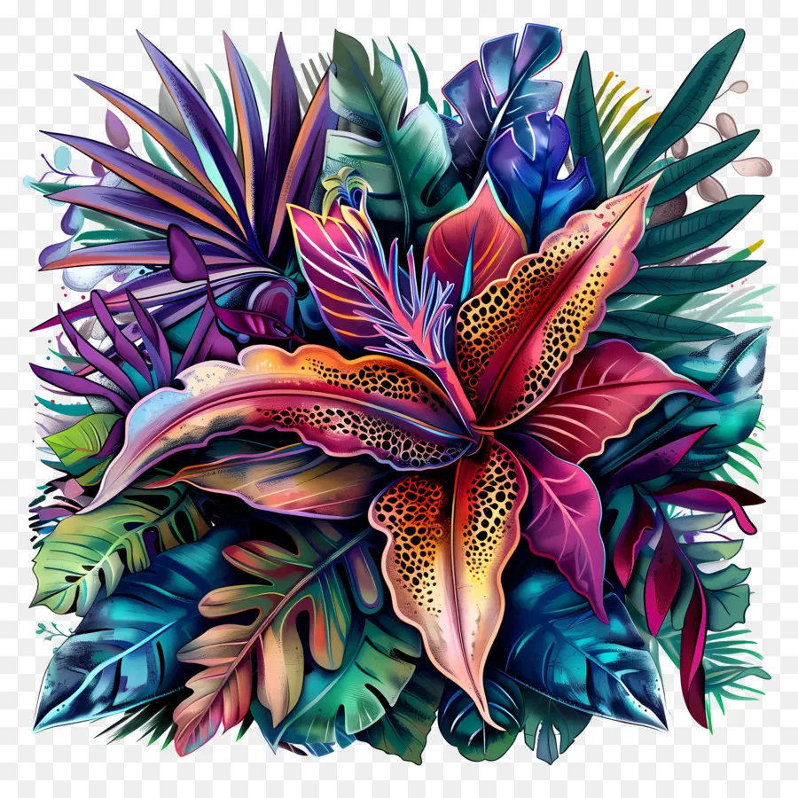 Fleur Dans La Jungle，Fleurs Colorées PNG