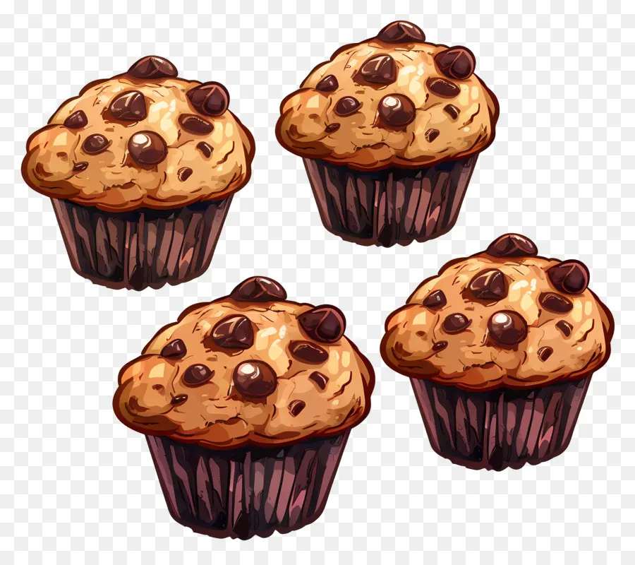 Muffins，Muffins Aux Pépites De Chocolat PNG