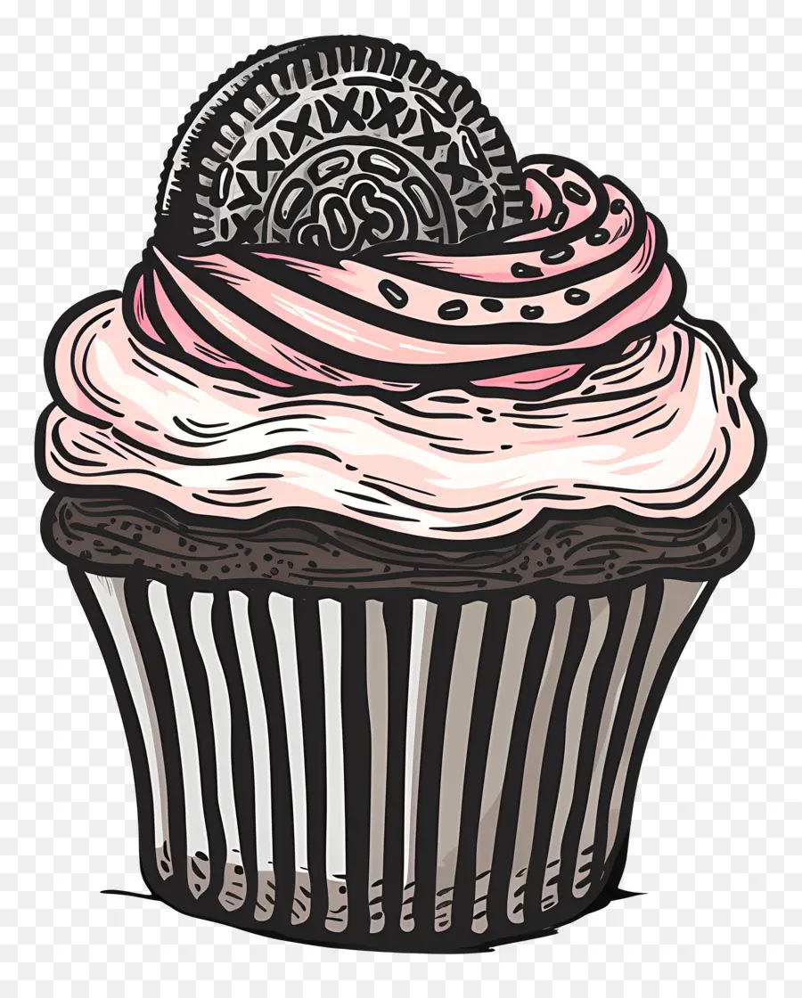 Cupcake Oreo，Cupcake Avec Oreo PNG