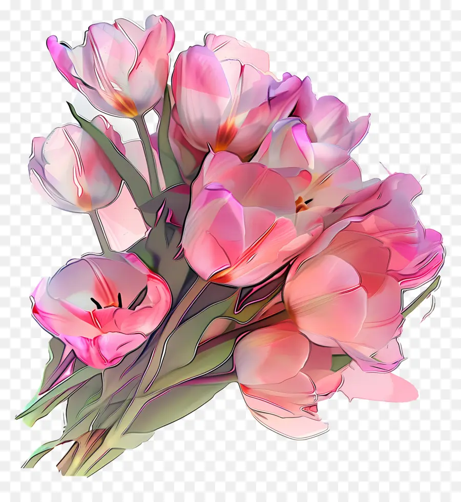 Tulipes Roses，Bouquet PNG