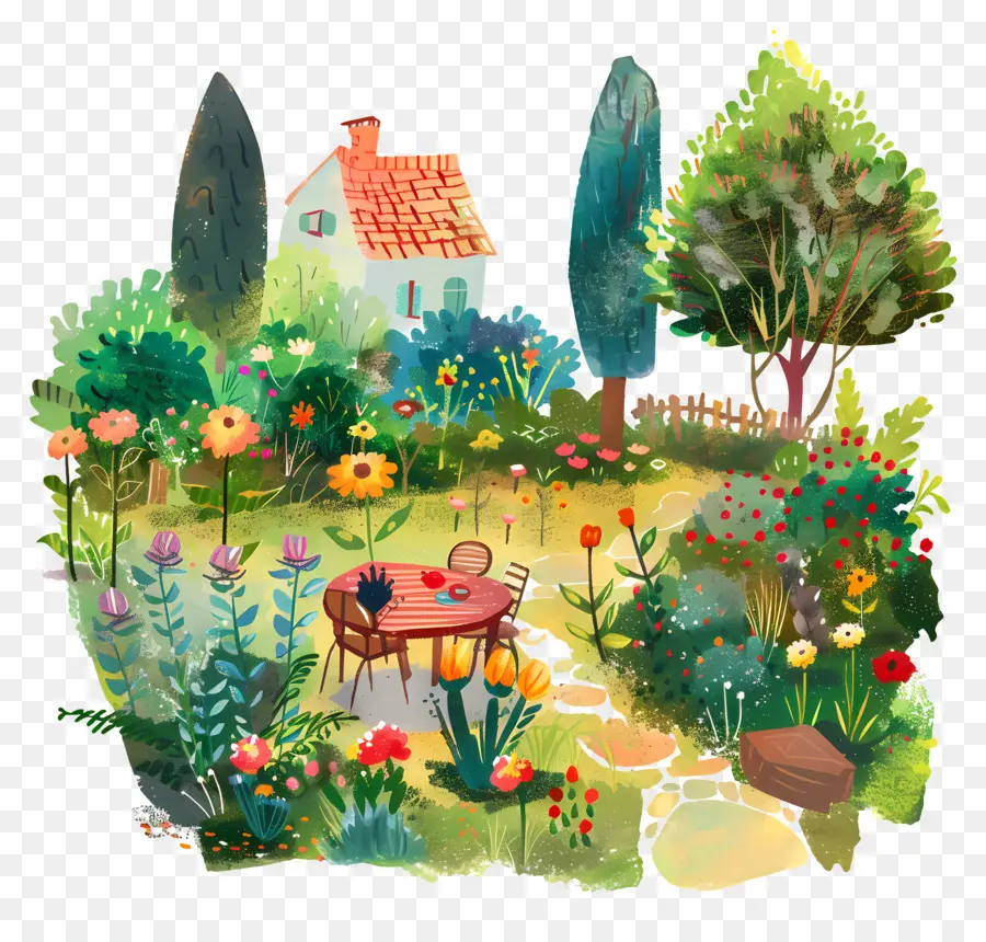 Scène De Jardin，Jardin PNG