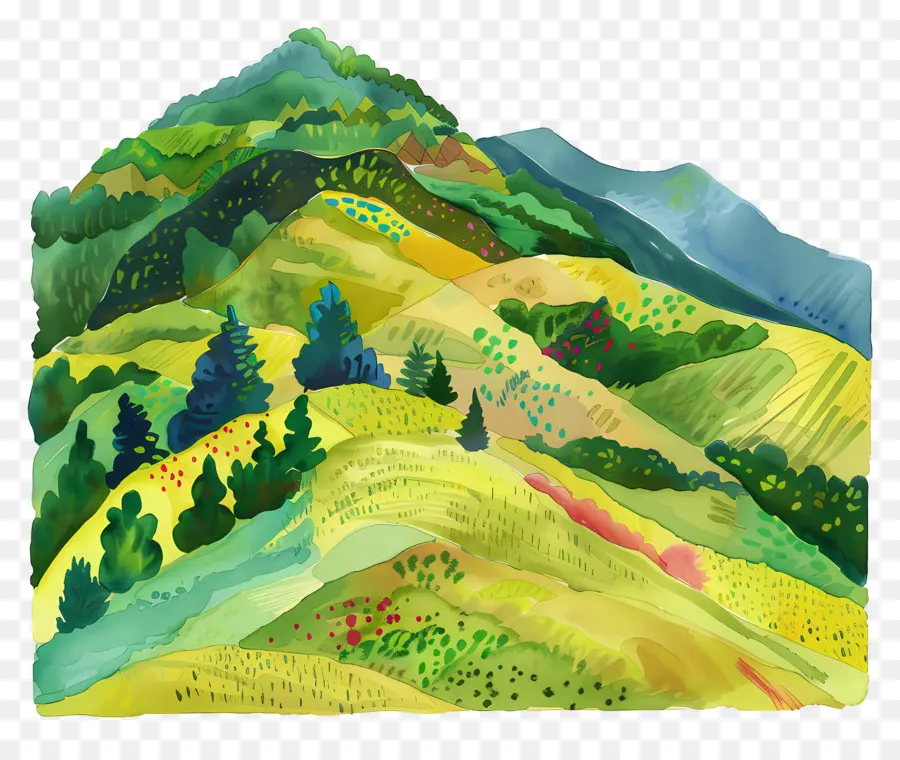 Montagne Vue De Dessus，Collines PNG