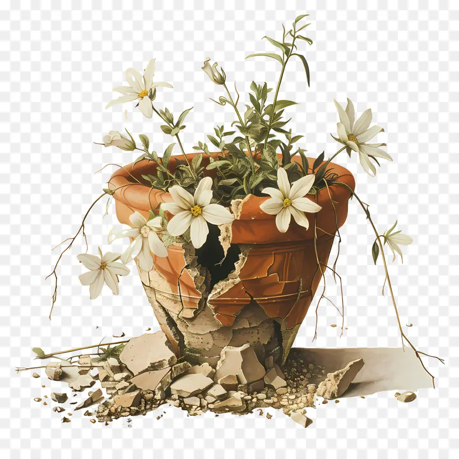 Pot De Fleur Cassé，Pot Cassé PNG