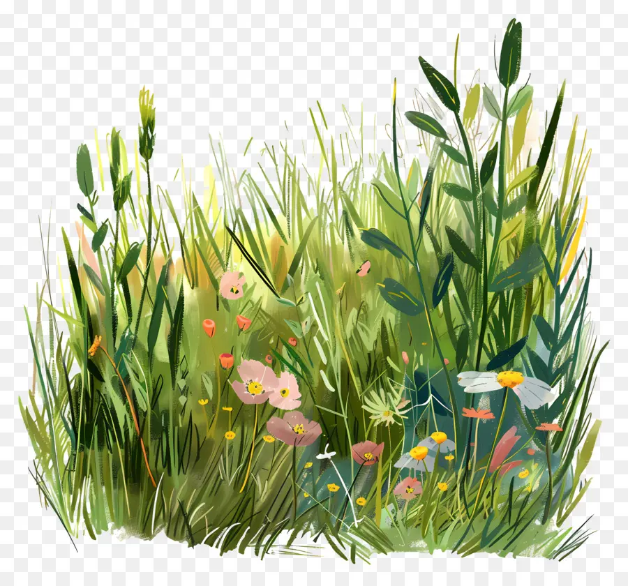 Les Prairies，Herbe Et Fleurs PNG