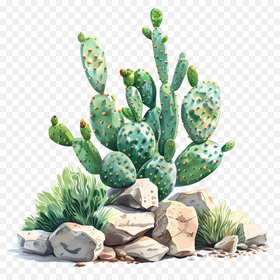 Cactus Avec Des Rochers，Cactus PNG