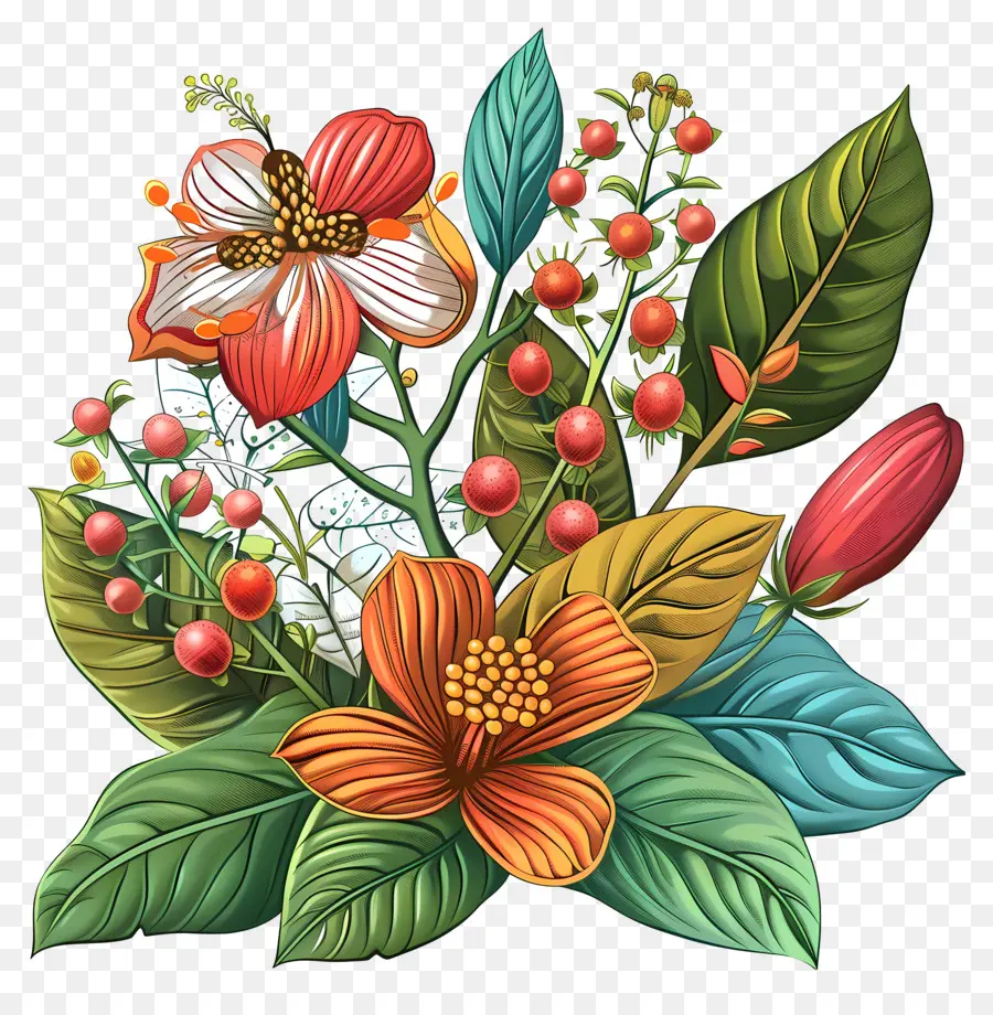 Fleur Dans La Jungle，Fleurs Colorées PNG